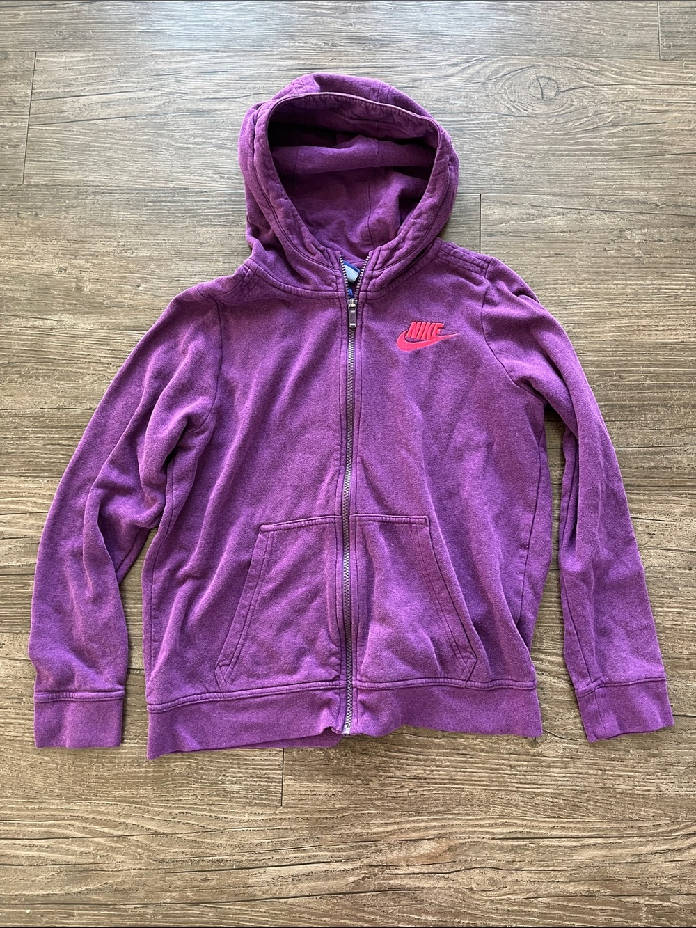 Nike Purple Girls' Zip Hoodie with Pink Logo Size XL